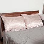 2 Pack Satin Pillowcase with Latent Zipper, Adjustable Satin Eye Mask for Sleeping and Satin Volume Scrunchie for Hair and Skin, Standard Size (Pink, Leopard Style)