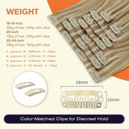Full Shine Clip in Hair Extensions 16 inch 140g 8Pcs Dark Ash Blonde Mix with Light Blonde Seamless Hair Extensions Clip in Remy Hair Clip ins
