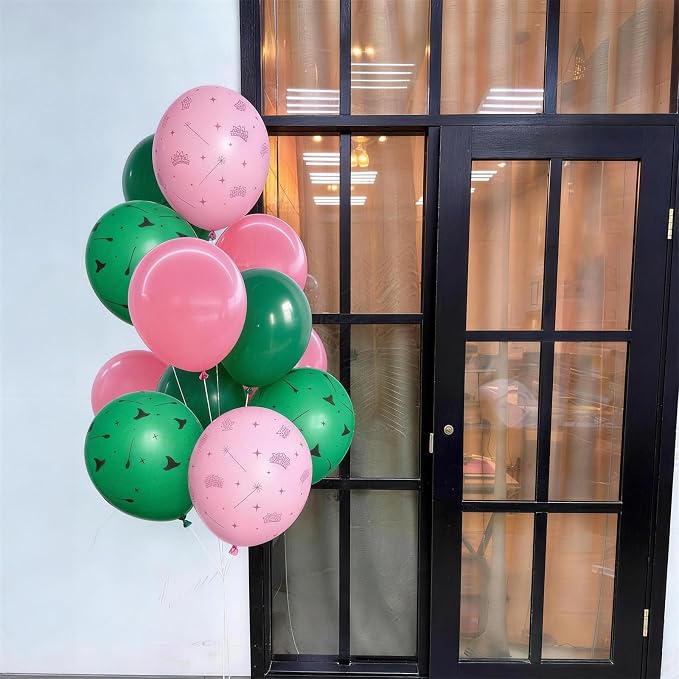 Jobkoo Pink and Green Balloons 12 Inch Dark Green Light Pale Pink Printed - Image 7
