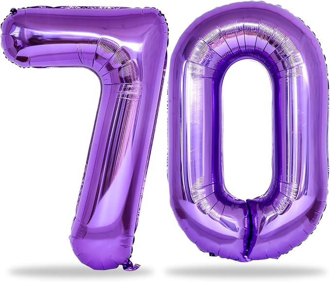 Purple Number 70 Birthday Balloons, 40 Inch Large Purple Mylar Foil Number 7 & by Lingqiang