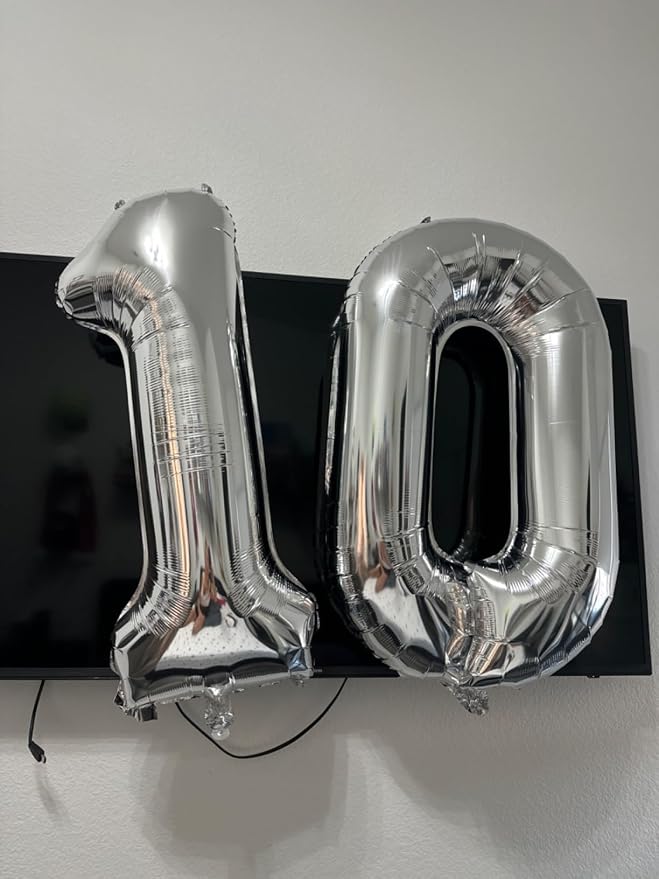 0 Balloon 40 inch Silver Number Balloons - Image 3