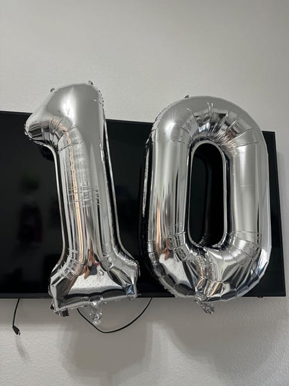 0 Balloon 40 inch Silver Number Balloons - Image 3