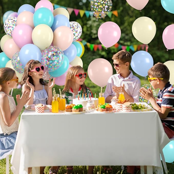 Paready Pastel Balloons Set, 12 Inch Macaron Pink Teal Blue Yellow Orange - Image 7