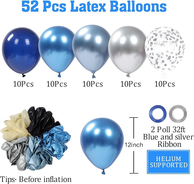 Patimate Blue Silver Balloons Set - Image 4