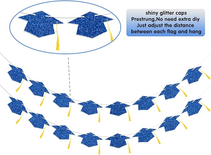 Graduation Decorations Class of 2026 Blue Graduation Cap Banner - Image 3