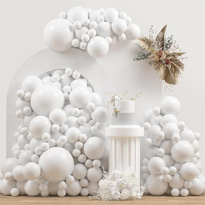 White Double Stuffed Balloons Different Size 115Pcs 5/10/12/18" White Balloon by JZCZOEB