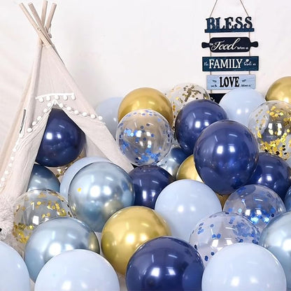 Navy Blue Gold Balloon, 60 Packs 12 Inch Metallic Blue and Macaron Blue Balloons - Image 3