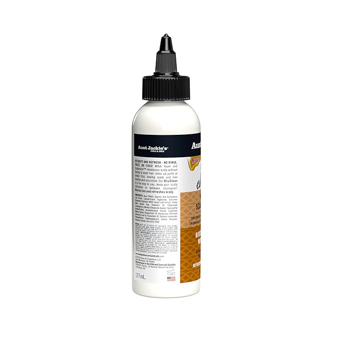 Aunt Jackie's Braid + Twist Collection Dry Clean! No Rinse Scalp Refresh – Detox and Moisturize Scalp with Witch Hazel, Scalposine, Biotin, and Honey – 6 fl oz