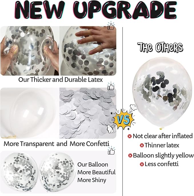 Silver Confetti Balloons - Image 2