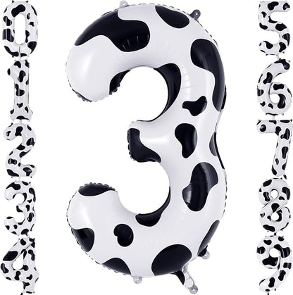 Cow Print Number 3 Balloon, Large 40 Inch Cow Number Birthday Balloons by AIQINHU