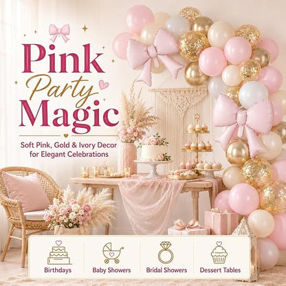 Pink Gold Balloons, 12 Inch Pastel Pink Metallic Gold Balloon - Image 5