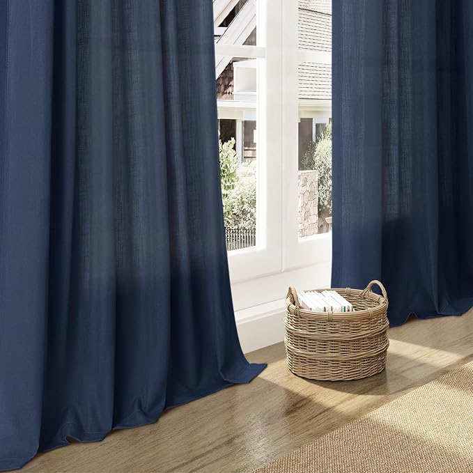 Denim Blue Linen Curtains 108 Inches Long - Image 6