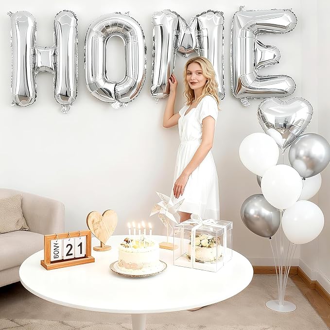 Silver HOME Balloons 40 Inch, Large HOME Letter Banner - Image 8