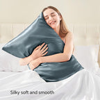 BEDELITE Satin Pillowcase with Zipper, Space Grey Pillow Cases Queen Size Set of 2, Super Soft and Cooling Similar to Silk Pillow Cases, Gift for Women Men(20x30 Inches)
