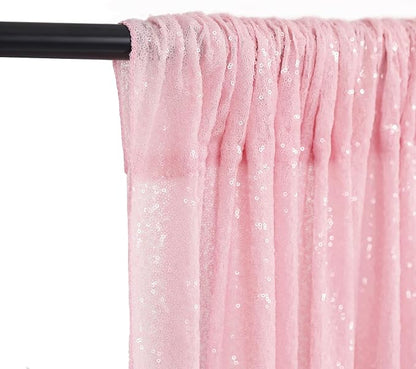 Pink Sequin Backdrop 2 Panels 2FTx8FT Birthday Party Backdrop Curtains | - Image 6