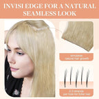 GOO GOO Invisi Edge Tape in Hair Extensions Human Hair, 18ET90A Natural Blonde Balayage 20pcs injected with 20pcs classical tape ins, 14inch 100g, Virgin Remy Hair, Natural Look