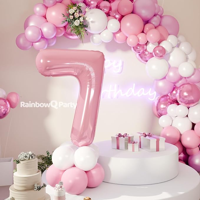 RainbowQ Pink 7 Balloon Number 40 Inch 0-40 Foil Large Balloons | Big Mylar 7 - Image 7