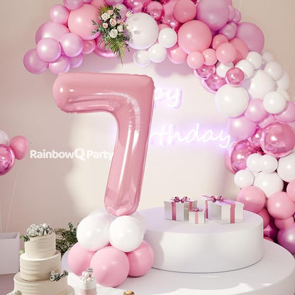RainbowQ Pink 7 Balloon Number 40 Inch 0-40 Foil Large Balloons | Big Mylar 7 - Image 7
