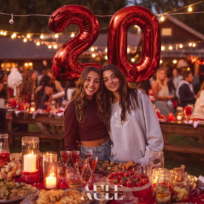 AULE 40 Inch Red 20 Balloon Number Foil 0-9 Birthday Big Numbers | Birthday - Image 4