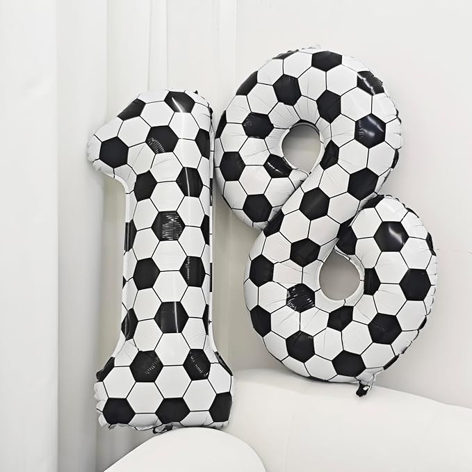 Black White Soccer Number 8 Balloon 8nd Birthday Decoration 40in 8 Balloon | - Image 4