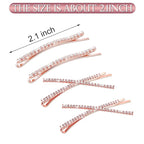 12 Pieces Rhinestone Bobby Pins Decorative Fancy Crystal Hair Clips Shiny Metal X Shaped Barrettes Bling Diamond Wedding Bridal Shower Hair Accessories for Women Ladies Girls (Rose Gold)