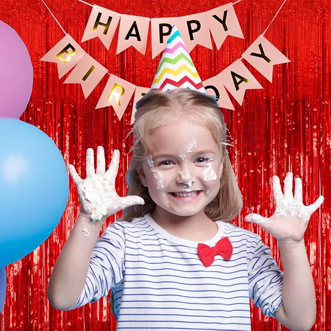 10 Pack Red Streamers Party Backdrop Christmas Decorations Foil Fringe Backdrop - Image 3
