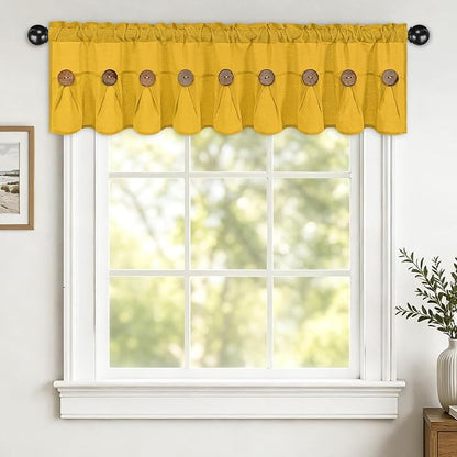Farmhouse Valance Curtains, Boho Cotton Linen Kitchen Valance, Rod Pocket - Image 2