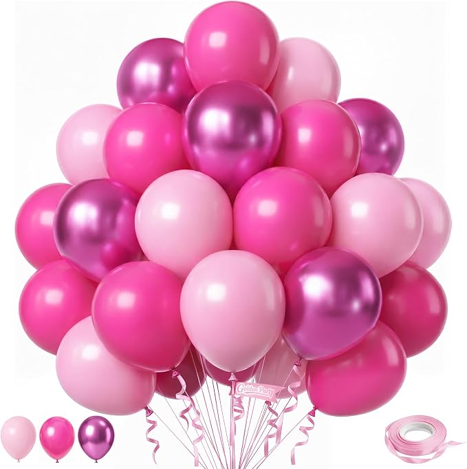 Pink Balloons, Metallic Pink, Light Pink Balloons by GoldenParty