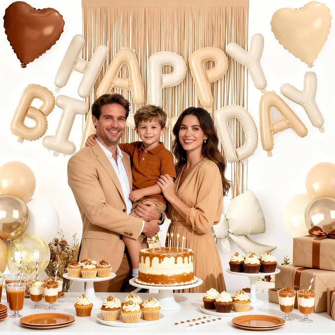 29PC Heart Bow Cream Happy Birthday Balloon Banner, 16Inch 3D Aluminum Letter - Image 6