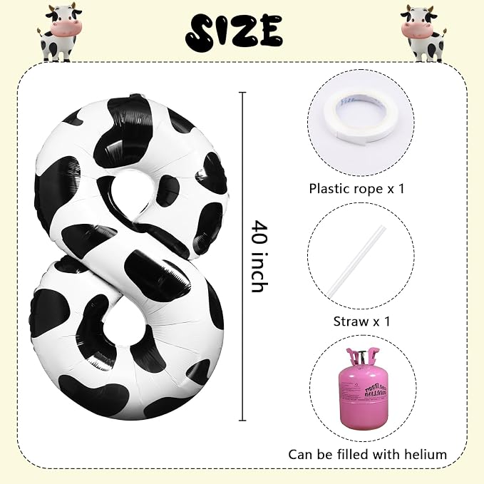 Cow Print Number Balloon 40 Inch Cow Print Number 8 Balloon Cowgirl Theme - Image 6