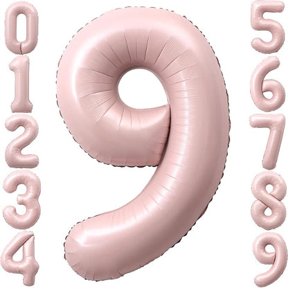 40 Inch Light Pink Number 9 Foil Big 0-9 Giant Digital Balloon | 9th by SULALABOO