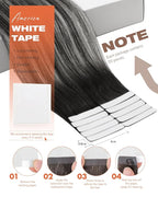 Sunny Hair Tape in Hair Extensions Real Human Hair Invisible Remy Hair Extensions Tape ins for Women Natural Black Roots to Silver Grey Balayage 20 inch 20Pcs 50G