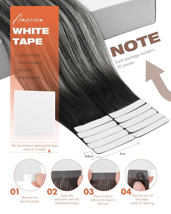 Sunny Hair Tape in Hair Extensions Human Hair Black Balayage Silver Hair Extensions Real Human Hair Tape ins 24 inch Tape in Extensions 20Pcs 50G