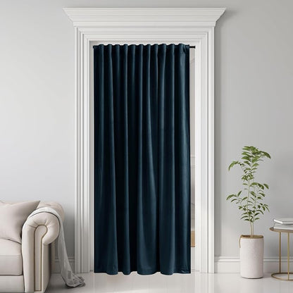 Navy Blue Curtain for Doorway 80 inch Length, Back Tab Velvet Thermal Insulated by StangH