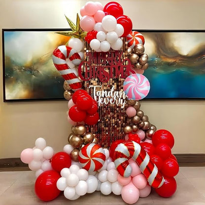 Red and Pink Christmas Balloons Kit, 12Inch Light Pink and White Red Balloons - Image 7
