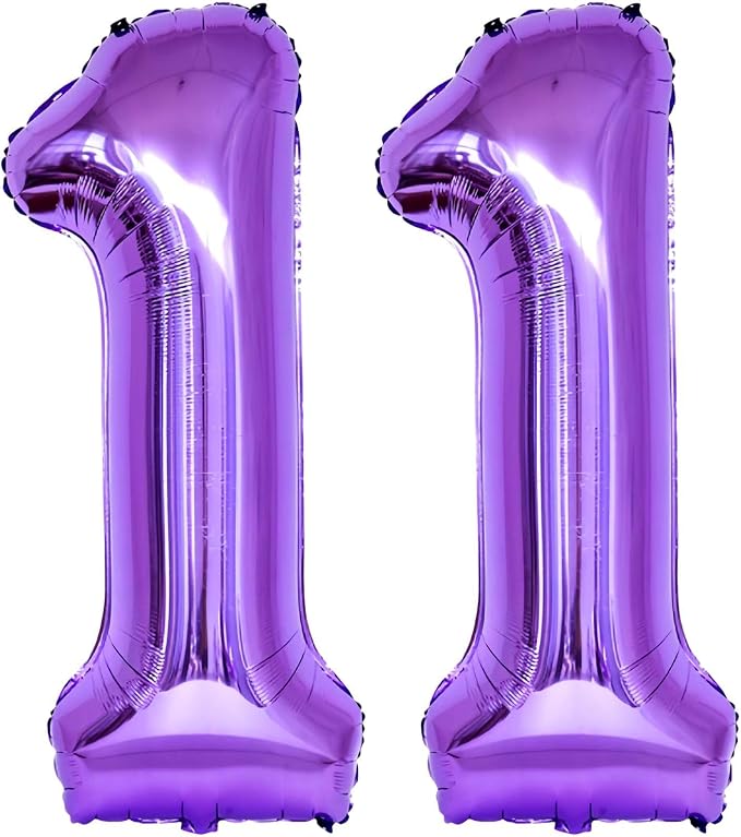 Purple 11 Number Balloons, 40 Inch Giant Number 11 Balloons Foil Mylar Helium by Lovoir
