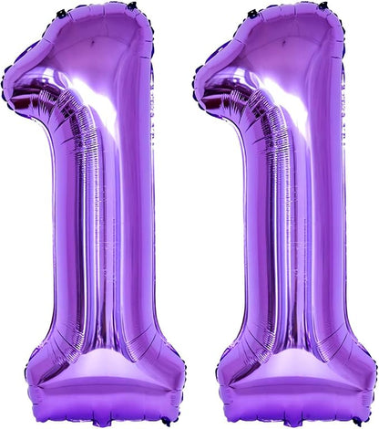 Purple 11 Number Balloons, 40 Inch Giant Number 11 Balloons Foil Mylar Helium by Lovoir