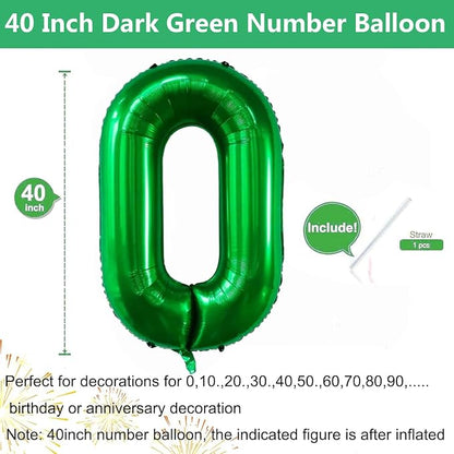 Green Number Balloons, 40 Inch Dark Green Balloon 0. Birthday Party Wedding - Image 2