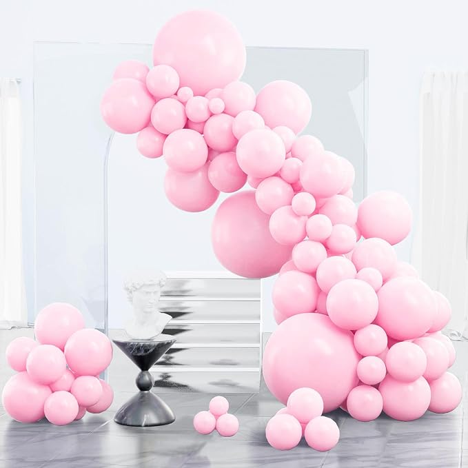PartyWoo Baby Pink Balloons 123pcs Pastel Pale Light Pink Color | 18 12 10 5 by PartyWoo