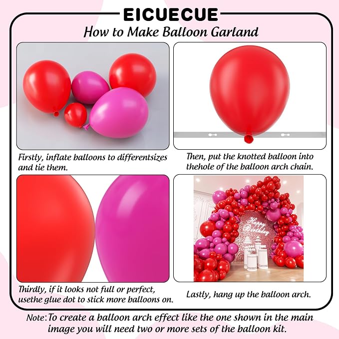 Red and Hot Pink Balloon Arch Kit - Image 2