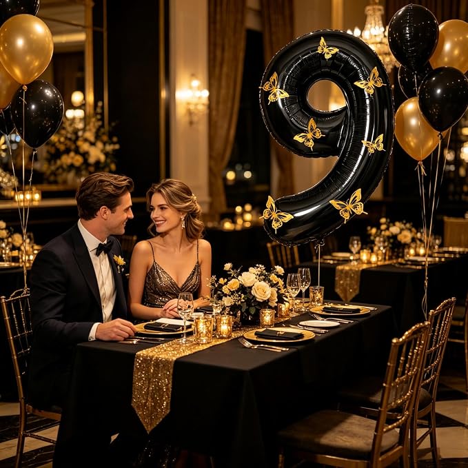 40 Inch Black Number 9 Balloon - Image 6