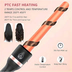 Curling Iron Set, O'bella 5 in 1 Curling Wand Set with Thermal Brush&4 Interchangeable Ceramic Curling Wand(0.35”-1.25”), 2 Temps Instantly Heating Hair Wand Curler Gold