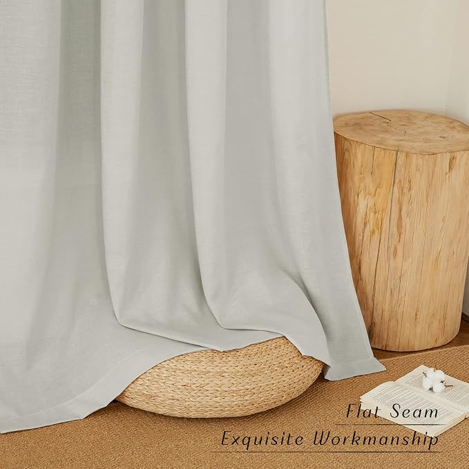 NICETOWN Thick Linen Short Grey Curtains Privacy Assured - Image 5