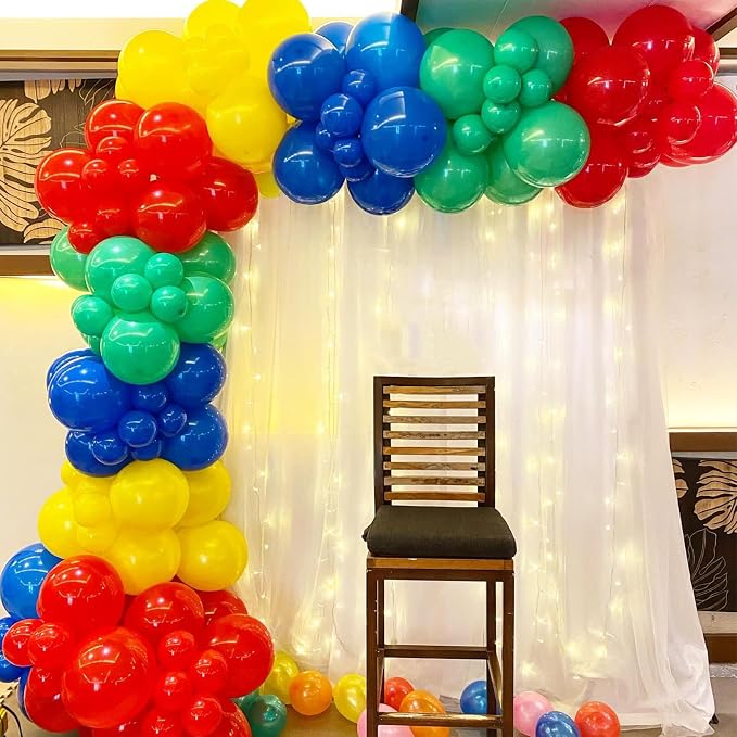 Red Blue Yellow Green Balloon Set, 12 Inch Carnival Circus Party Balloon Red - Image 4