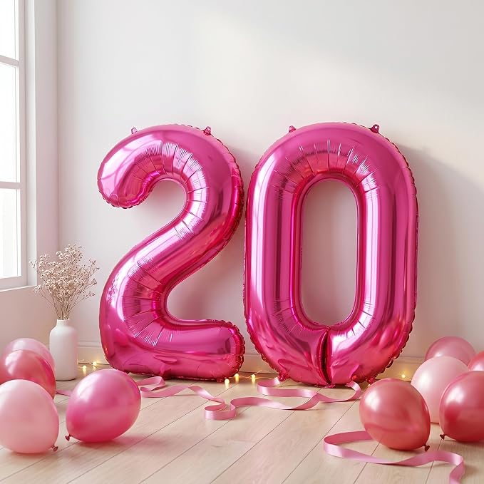 40 Inch Hot Pink Number 0 Balloon, Giant Number Balloons, Birthday Decor | - Image 4