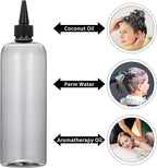 driew Applicator Bottles for Hair, 16.9oz Hair Squeeze Bottle for liquids Twist-On Top Tip Cap with Ratio Graduated Scale Color Applicator Bottle Dye Pack of 2 (16.9oz Clear Black)