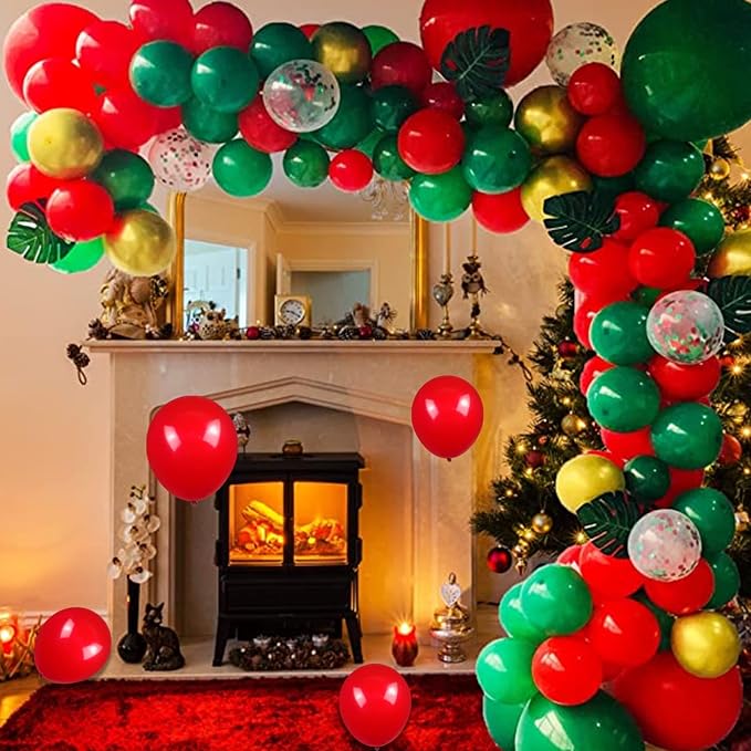 Red and Green Balloons 50 Pcs 12 Inch Christmas Latex Balloons Set Green Red - Image 4