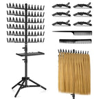 Braiding Rack with Tray, 144 Pegs Height Adjustable, 2-side Hair Extension Holder, Hair Stand with Stylist Tools for Salon/Home/Travel (Black)