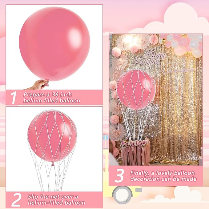Deekin 4 Pcs Hot Air Balloons Net 36'' Hot Air Balloon Drop Net - Image 2