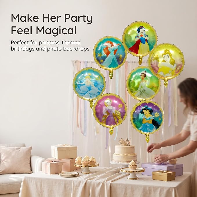 8pcs princess Foil Balloons Theme Birthday Party Supplies 8pc Balloon Bouquet - Image 4